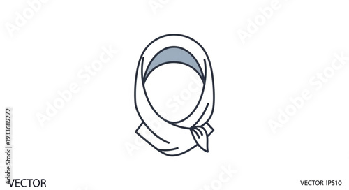 Simple Line Drawing of Headscarf.