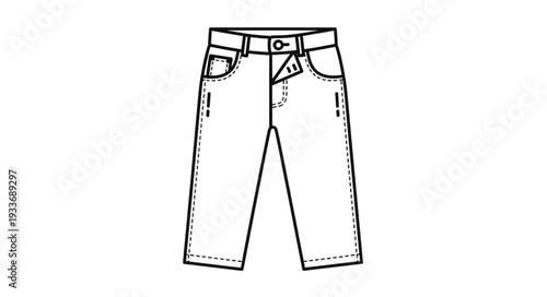 Simple Line Drawing of Jeans.
