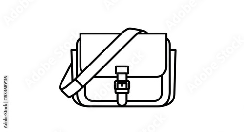 Simple Line Drawing of Satchel Bag.