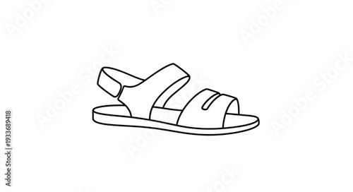 Simple Line Drawing of Sandal Shoe.