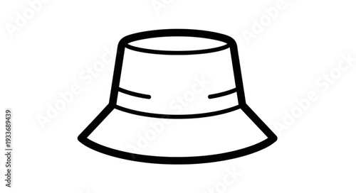 Simple Line Drawing of Bucket Hat.