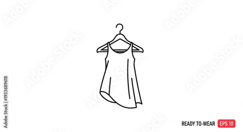 Simple Line Drawing of Dress on Hanger.