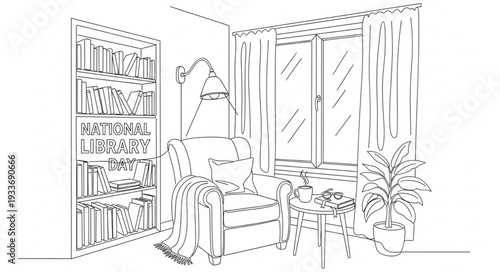 Sketch of Cozy Living Room Interior.