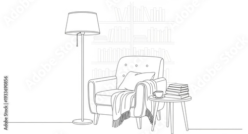 Sketch of Modern Chair and Lamp.