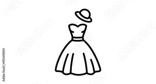 Simple Line Drawing of Wedding Dress.