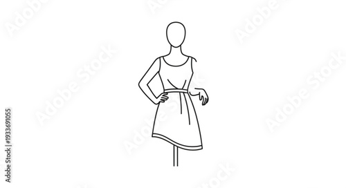Simple Line Drawing of Woman Dress.