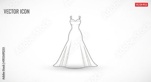 Simple Line Drawing Wedding Dress.