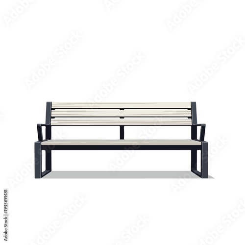 Modern outdoor bench with wooden slats and metal frame
