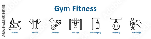 -Gym Fitness icon banner and collection