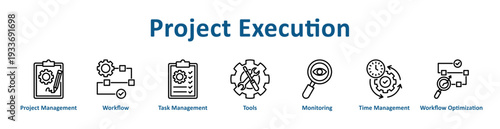 Project Execution icon banner and collection