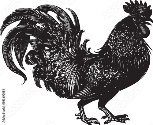 Rooster silhouette logo, flat chicken cock vector for agriculture vintage Rooster isolated on white background