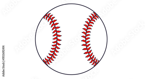 Classic Baseball Ball with Red Stitching Isolated on White Background