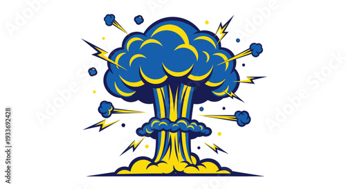 Explosion Comic Style, Nuclear Blast, Boom Effect, Danger