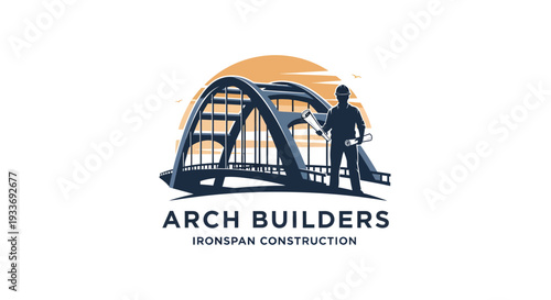 Arch Builders Logo with Engineer and Bridge Design.