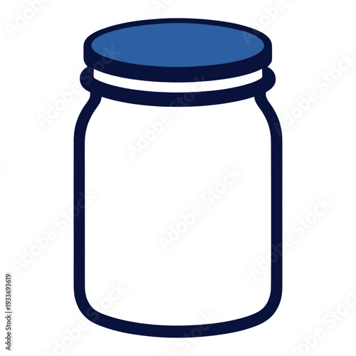 Blue Outline Glass Jar Icon for App UI with Rounded Corners