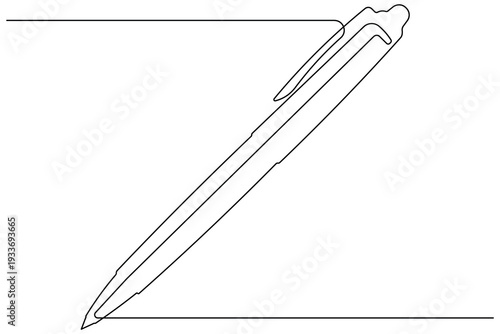 Creative continuous line ballpoint pen artwork simple outline vector