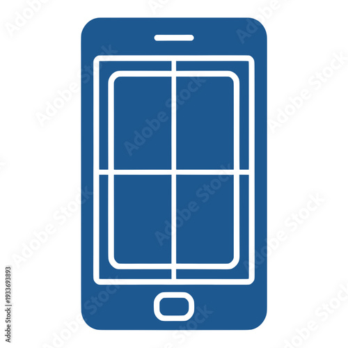 Blue Smartphone With Four Grid Panels UI Icon for App UI