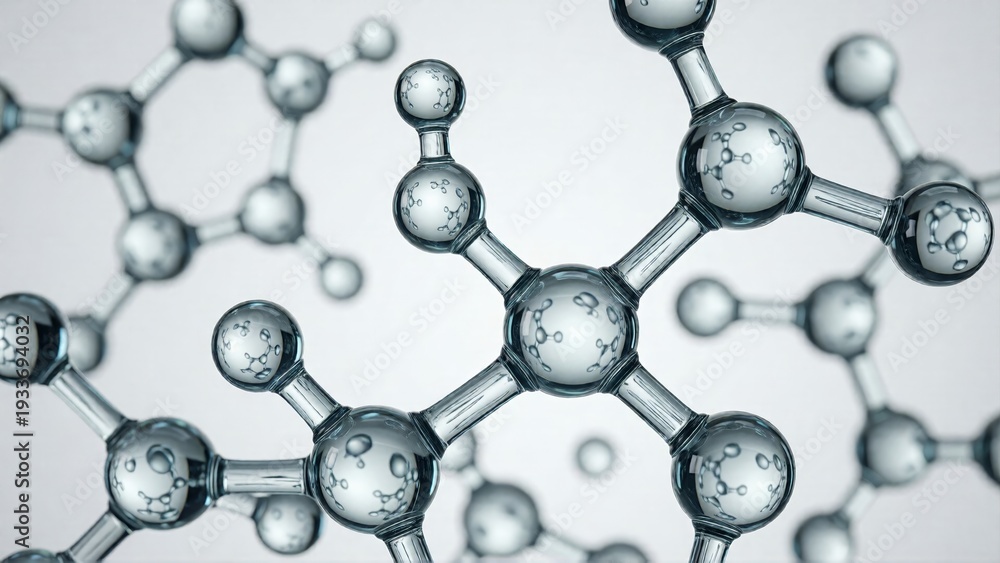 Obraz premium Abstract 3D silver molecular structure on white background