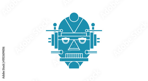 Stylized Robot Head Icon with Futuristic Design.