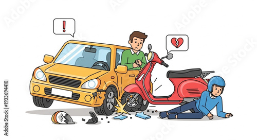 Taxi Accident with Injured Motorcyclist.