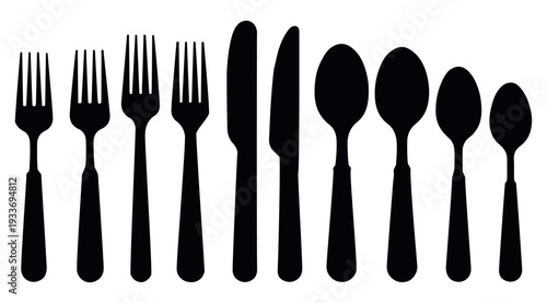 Print Cutlery icon. Simple solid style. Spoon, knife, and fork
