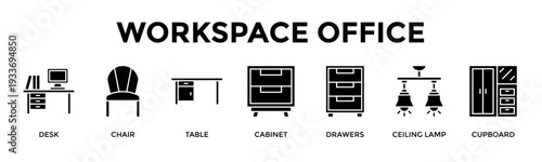 Workspace Office Banner Web Icon Vector Illustration Concept For Design An Efficient Workspace That Boosts Focus And Productivity