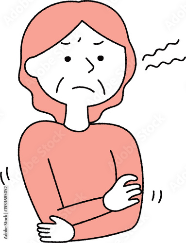 イライラしているシニア女性単色