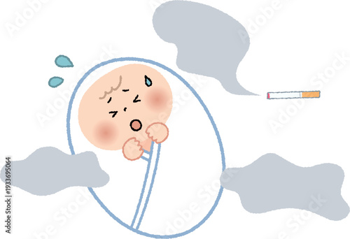 タバコの煙に苦しむ赤ちゃん