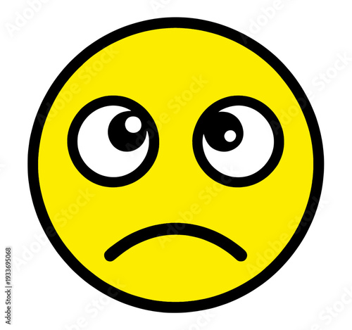 Filled Sad Face Emoji with Droopy Eyes UI Icon for App UI