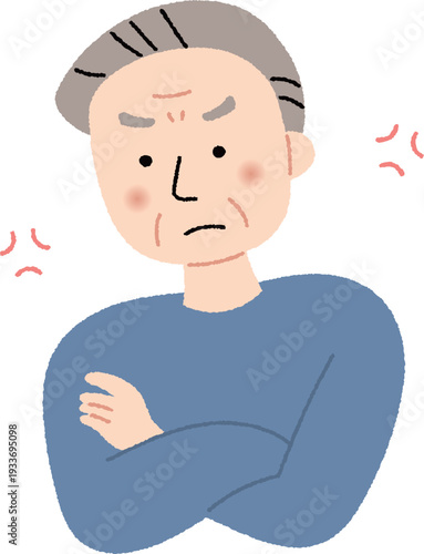 イライラしているシニア男性
