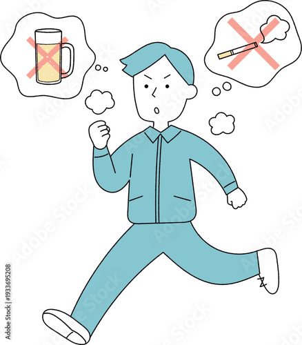 健康のためにジョギングをする若い男性単色