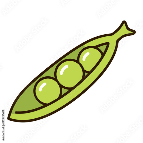 Green Pea Pod With Three Beans Line Icon for App UI