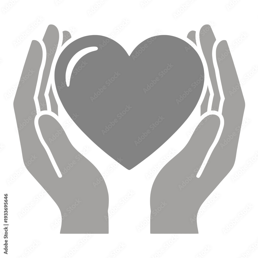 Obraz premium Hands Holding Heart Outline UI Icon for App UI