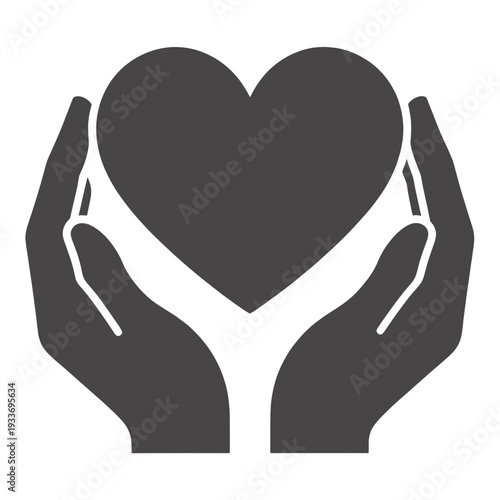 Hands Holding Heart Filled UI Icon for App UI