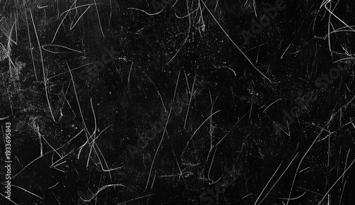 Black Surface with White Scratches and Dust Particles Close-Up Macro Detail, Grunge Texture Background, Stock Media