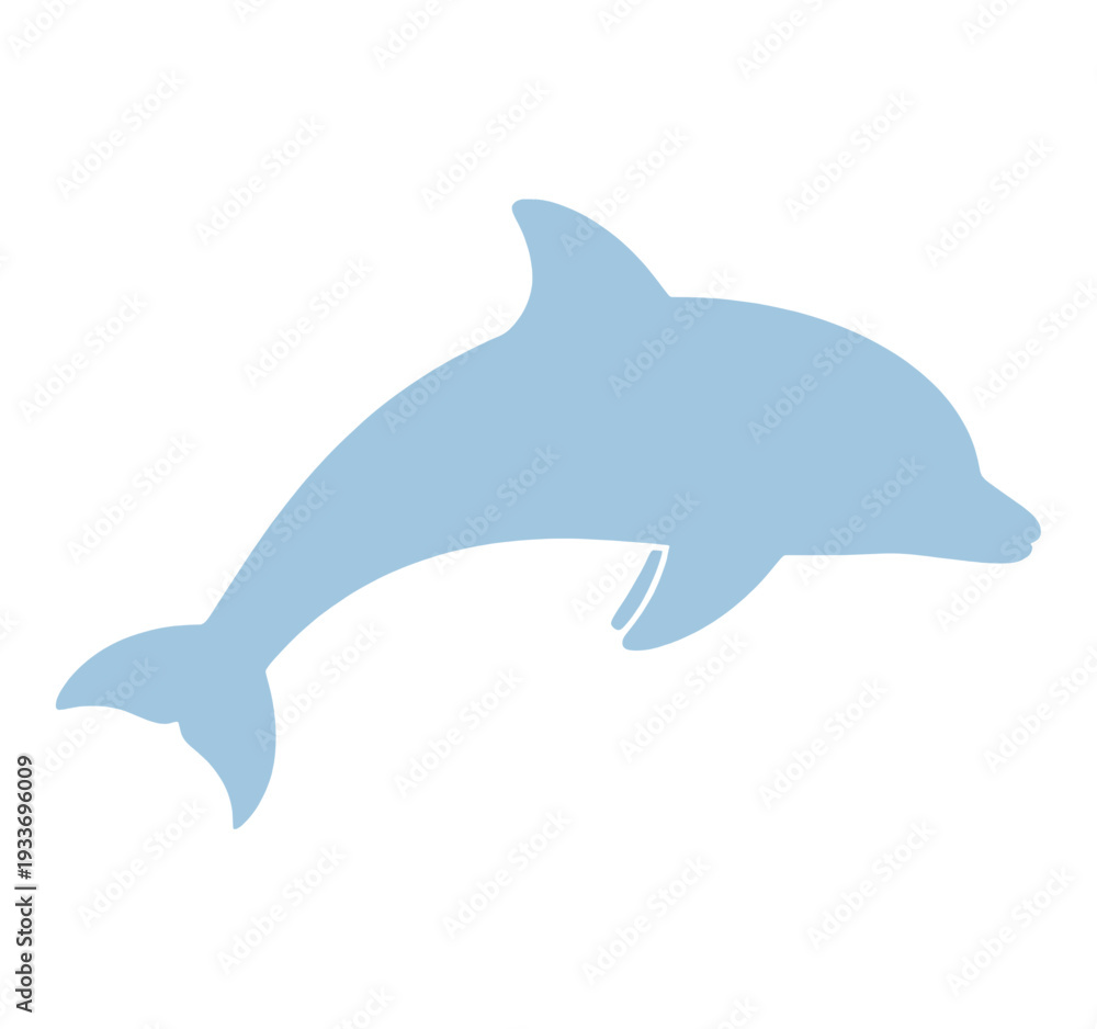 Fototapeta premium Light Blue Dolphin Silhouette Flat Vector Icon for Web Interface