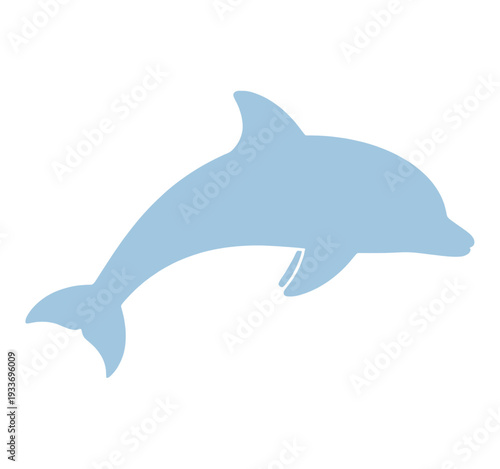 Light Blue Dolphin Silhouette Flat Vector Icon for Web Interface