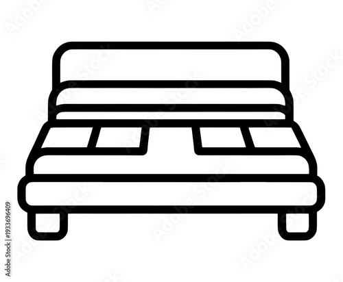 Outline Bed With Headboard And Footboard Vector Icon for App UI
