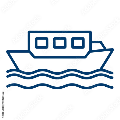 Outline Boat With Wavy Lines UI Icon for Web Interface