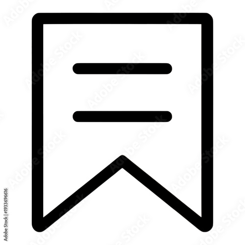 Outline Bookmark With Two Horizontal Lines UI Icon for Web Interface