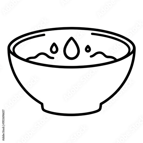 Outline Bowl With Water Droplets Vector Icon for App UI
