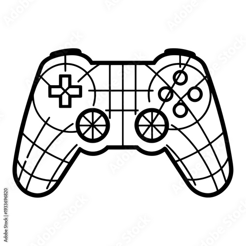 Outline Gamepad with D-Pad and Analog Sticks UI Icon for App UI