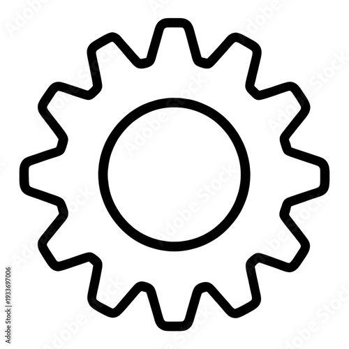 Outline Gear with Rounded Center UI Icon for App UI
