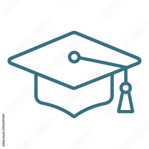 Outline Graduation Cap With Tassel Vector Icon for App UI