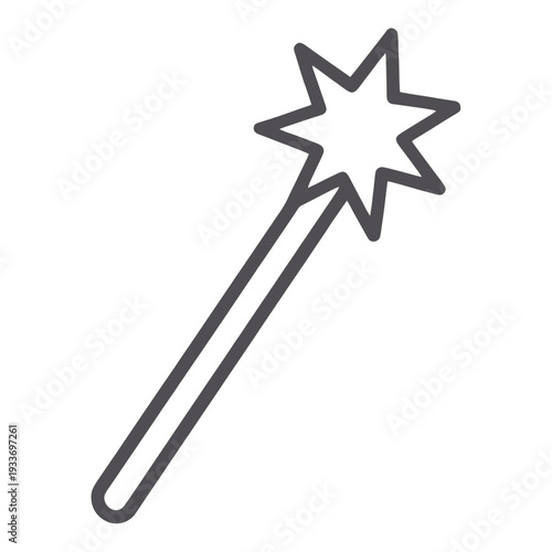 Outline Magic Wand with Star Top UI Icon for App UI