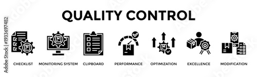 Quality Control Banner Web Icon Vector Illustration Concept For Ensure Consistent Quality Through Monitoring And Evaluation