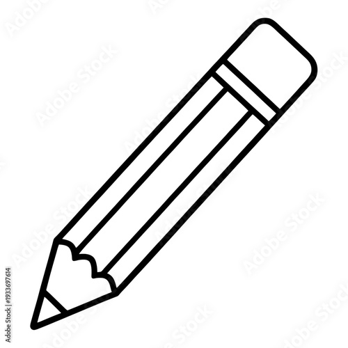 Outline Pencil with Eraser Icon for App UI