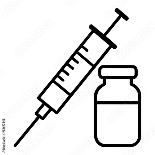 Outline Syringe with Vial Medical UI Icon for App UI