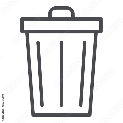 Outline Trash Can With Handle Vector Icon for App UI