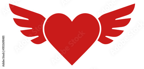 Red Heart With Wings Vector Icon for App UI